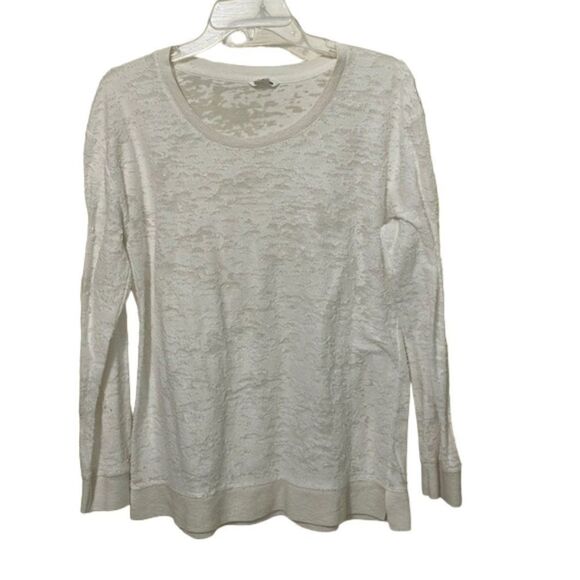 Club Monaco White Burnout Shirt Top Womens Medium Long Sleeves Knit - Picture 1 of 8